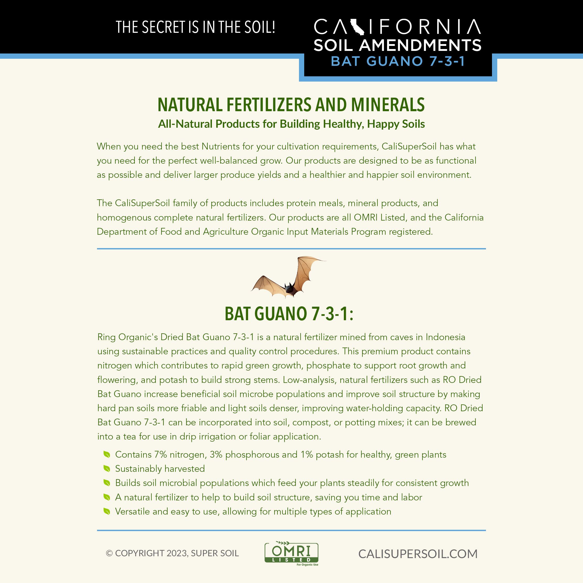 Bat Guano back label Bat Guano back label