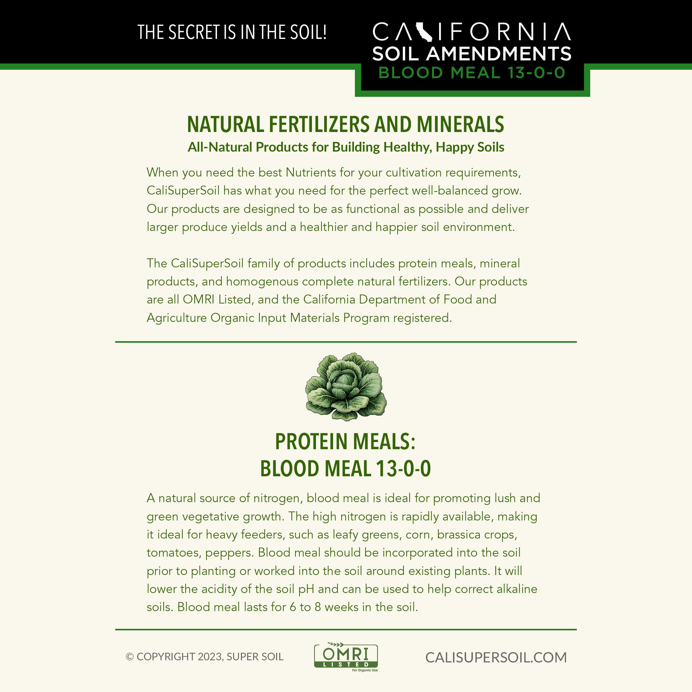 Blood Meal back label Blood Meal back label