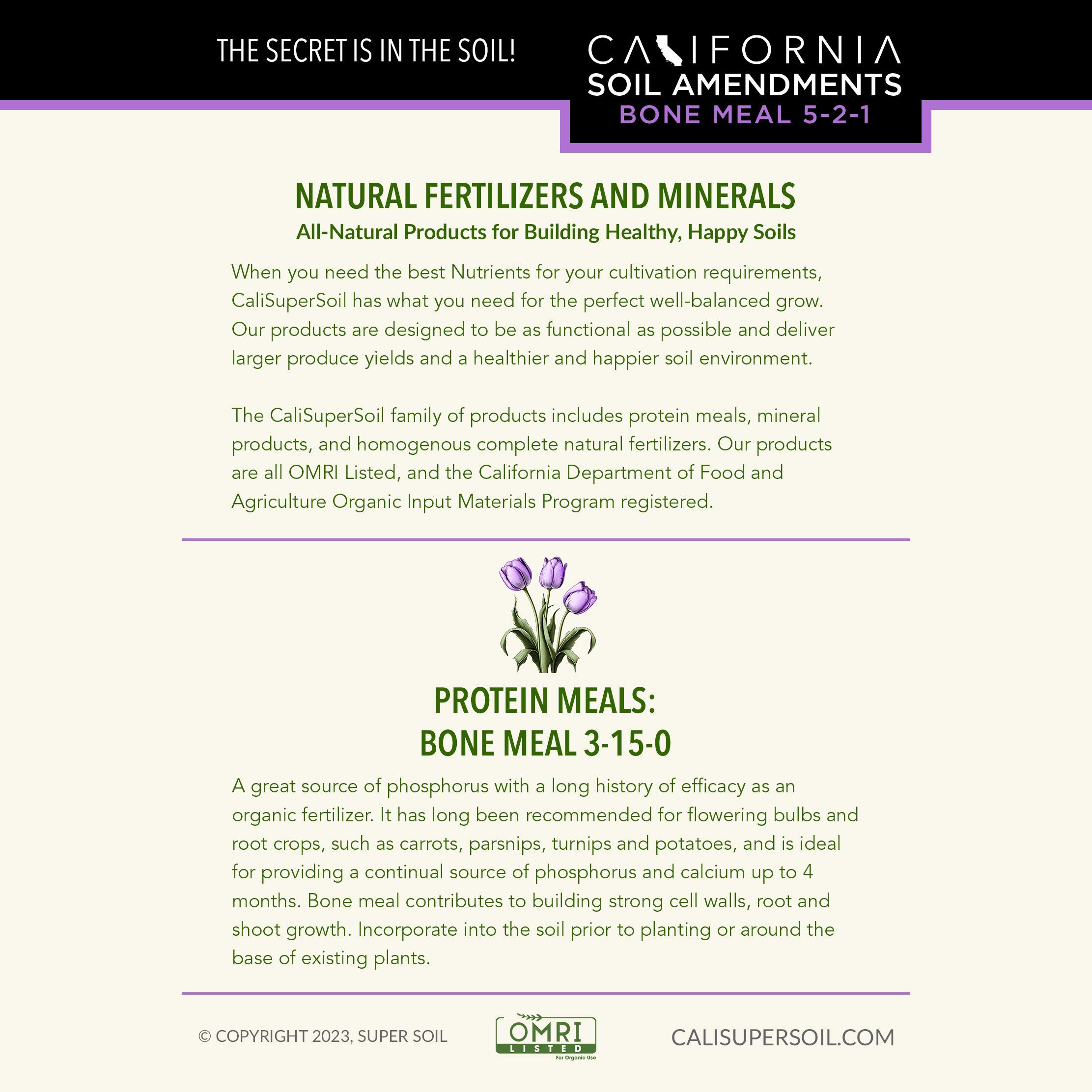 Bone Meal back label Bone Meal back label