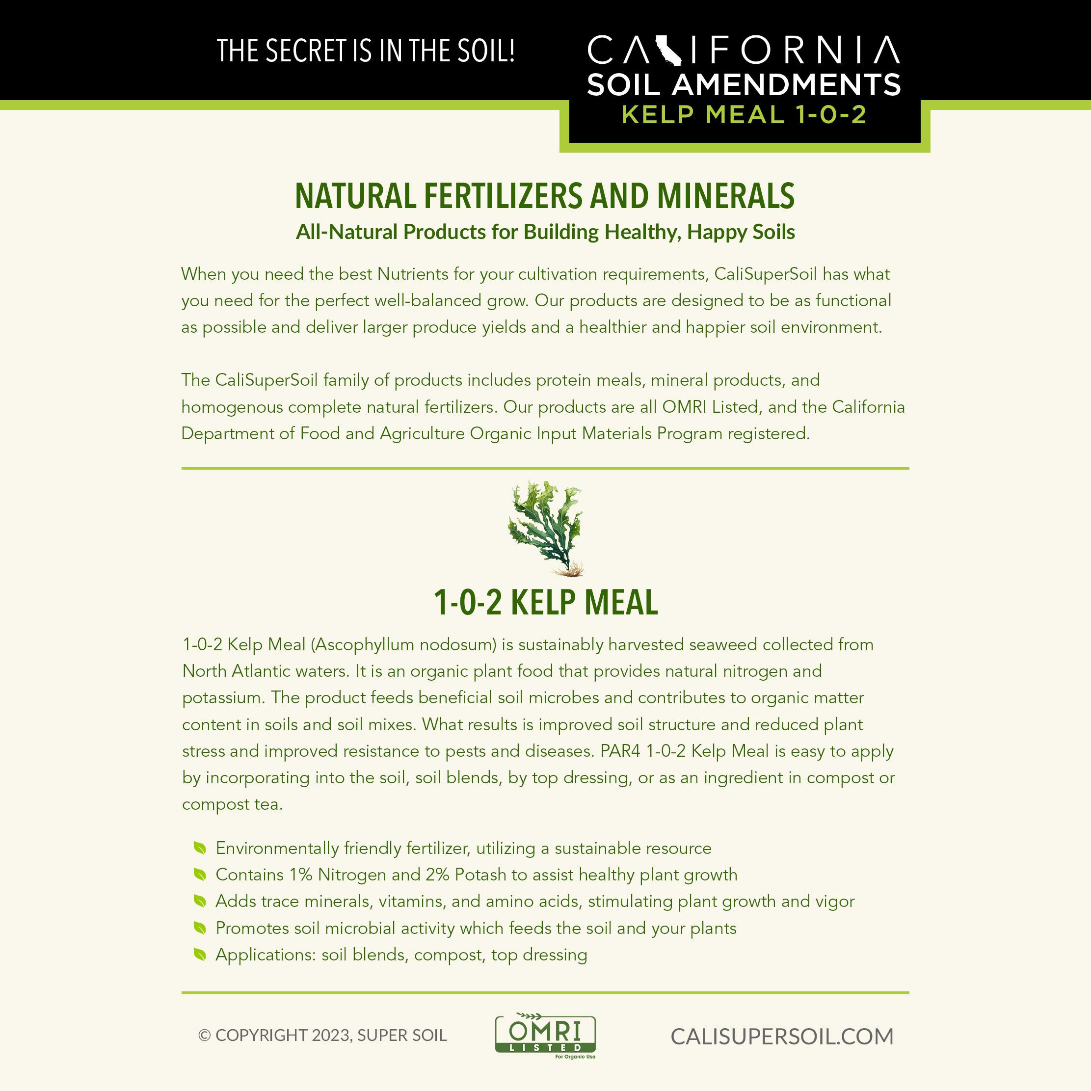 Kelp Meal back label Kelp Meal back label