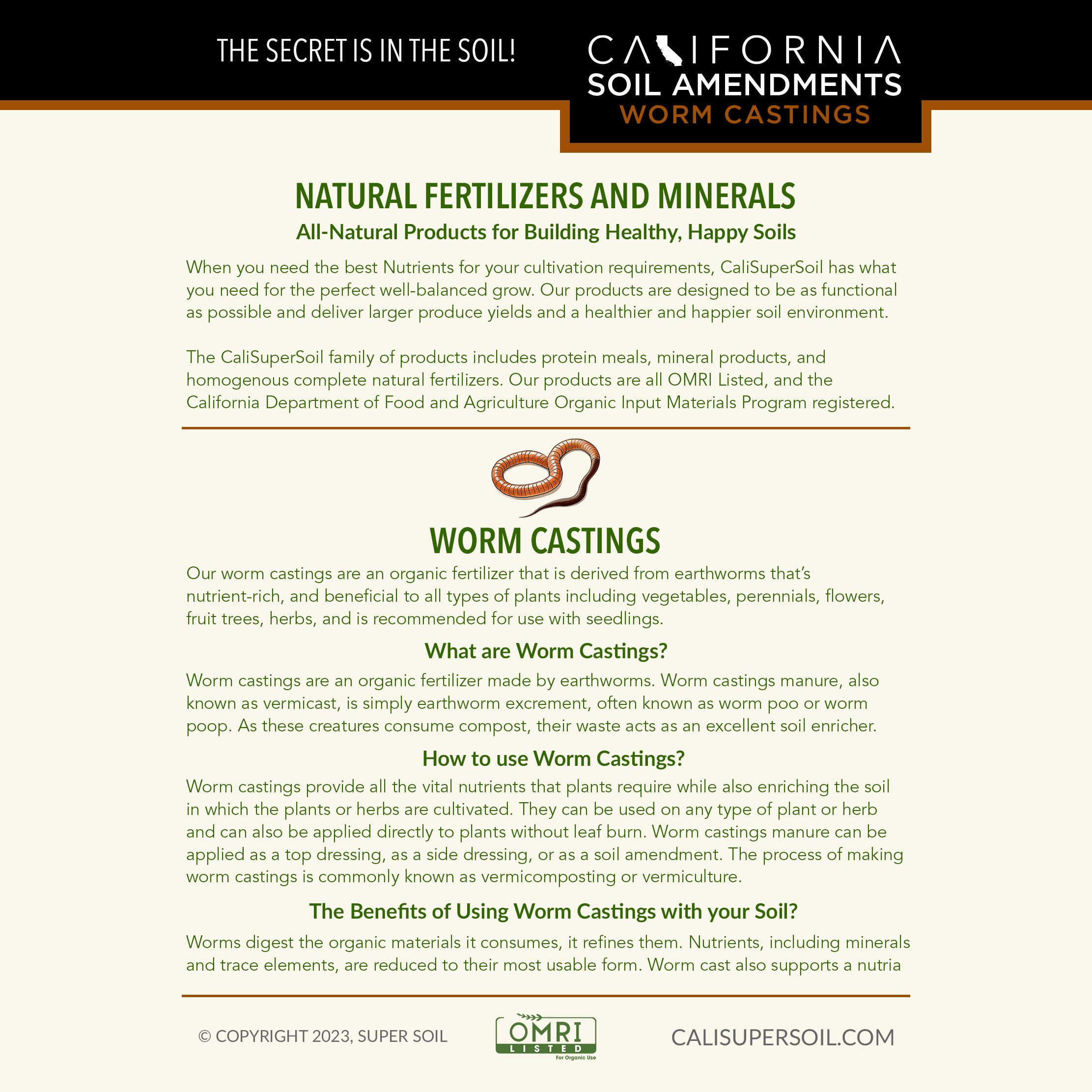 Worm Castings back label Worm Castings back label